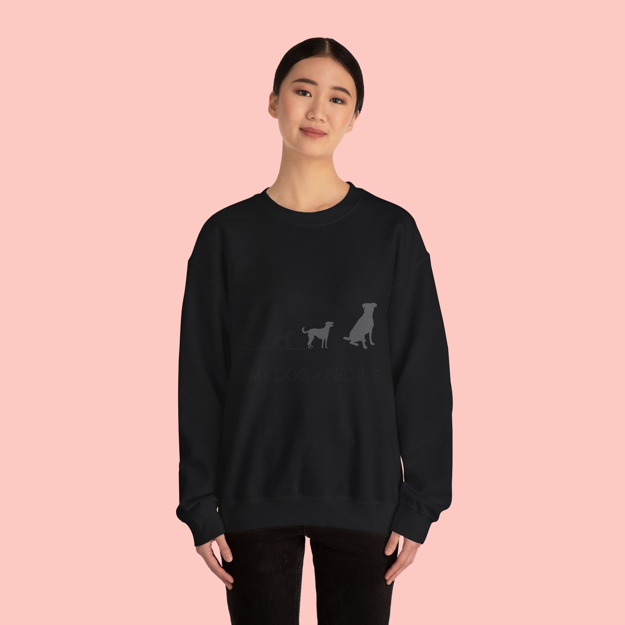 My Dog > People Sweatshirt - Cute Dog Silhouette Crewneck for Dog Lovers