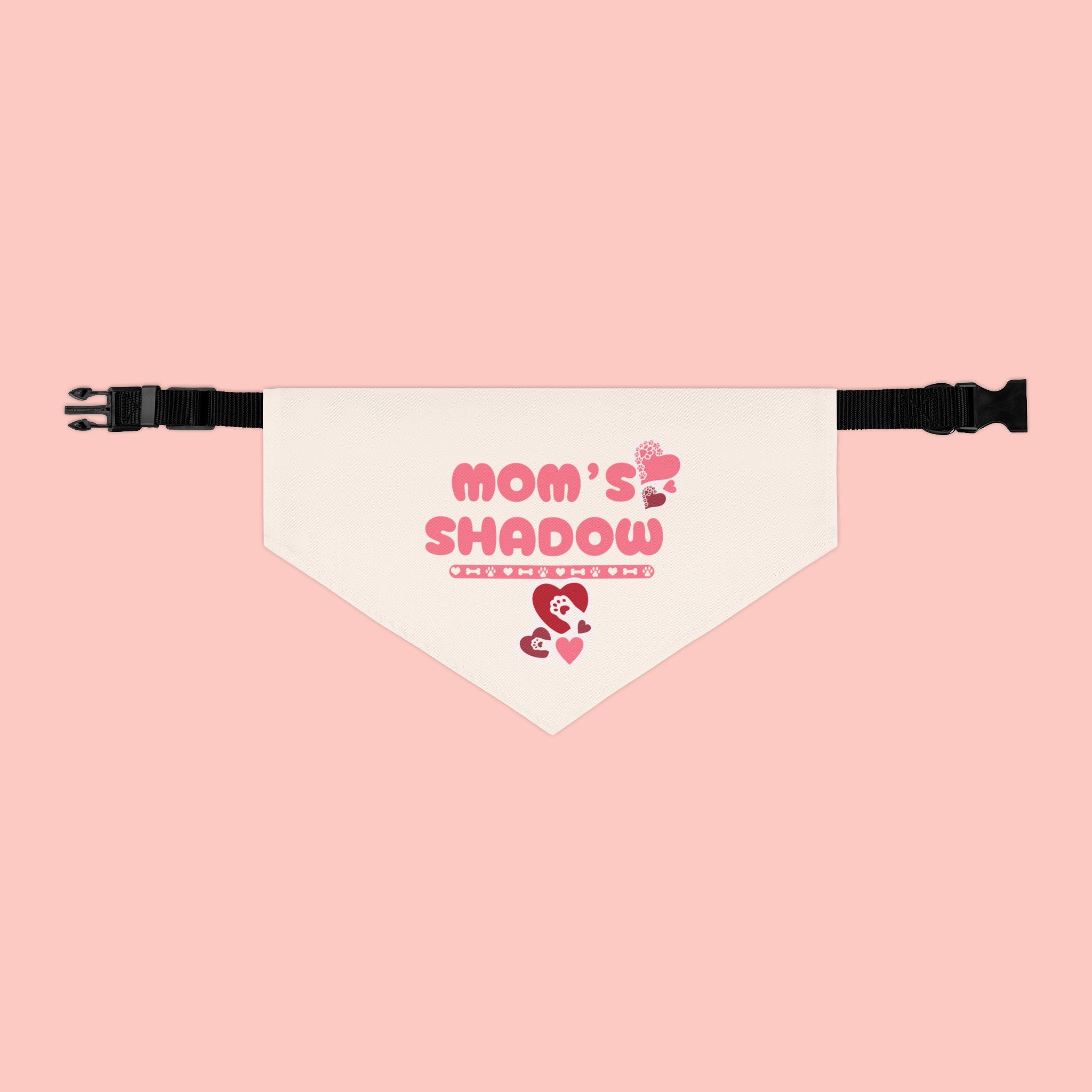 Mom's Shadow Pet Bandana Collar - Cute Pink Paw Print Dog Scarf