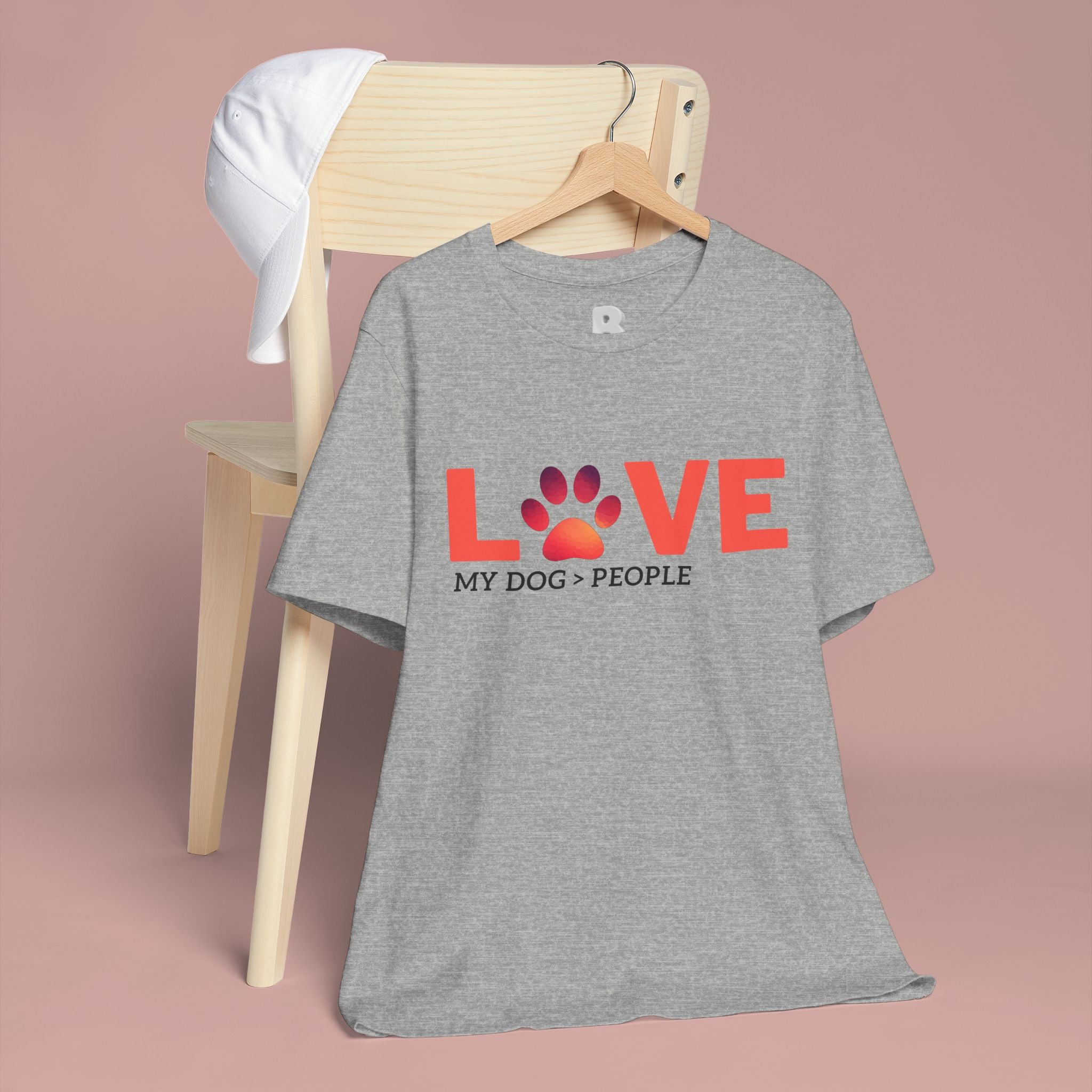 Dog Lover Tee - "LOVE My Dog > People" Paw Print Graphic T-Shirt