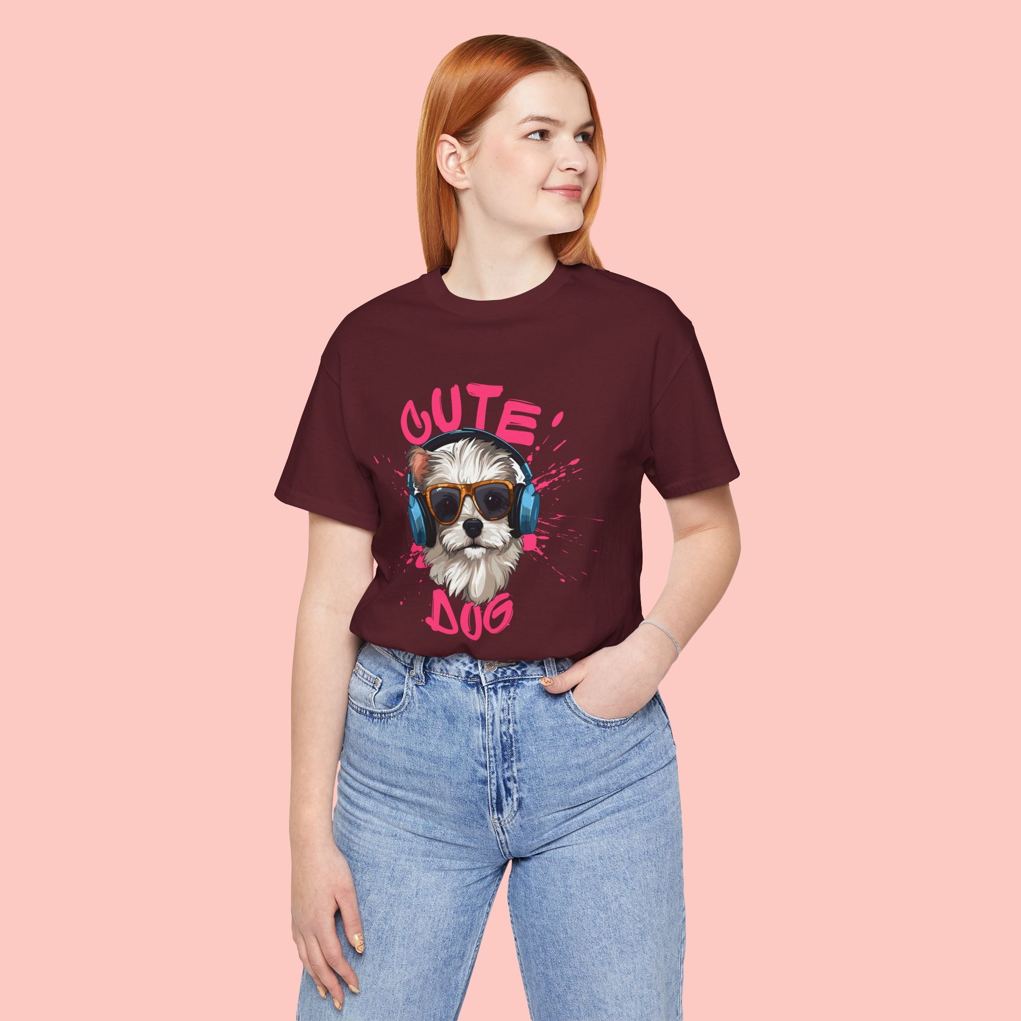 Cute Dog Tee — Headphones Puppy Graphic T-Shirt