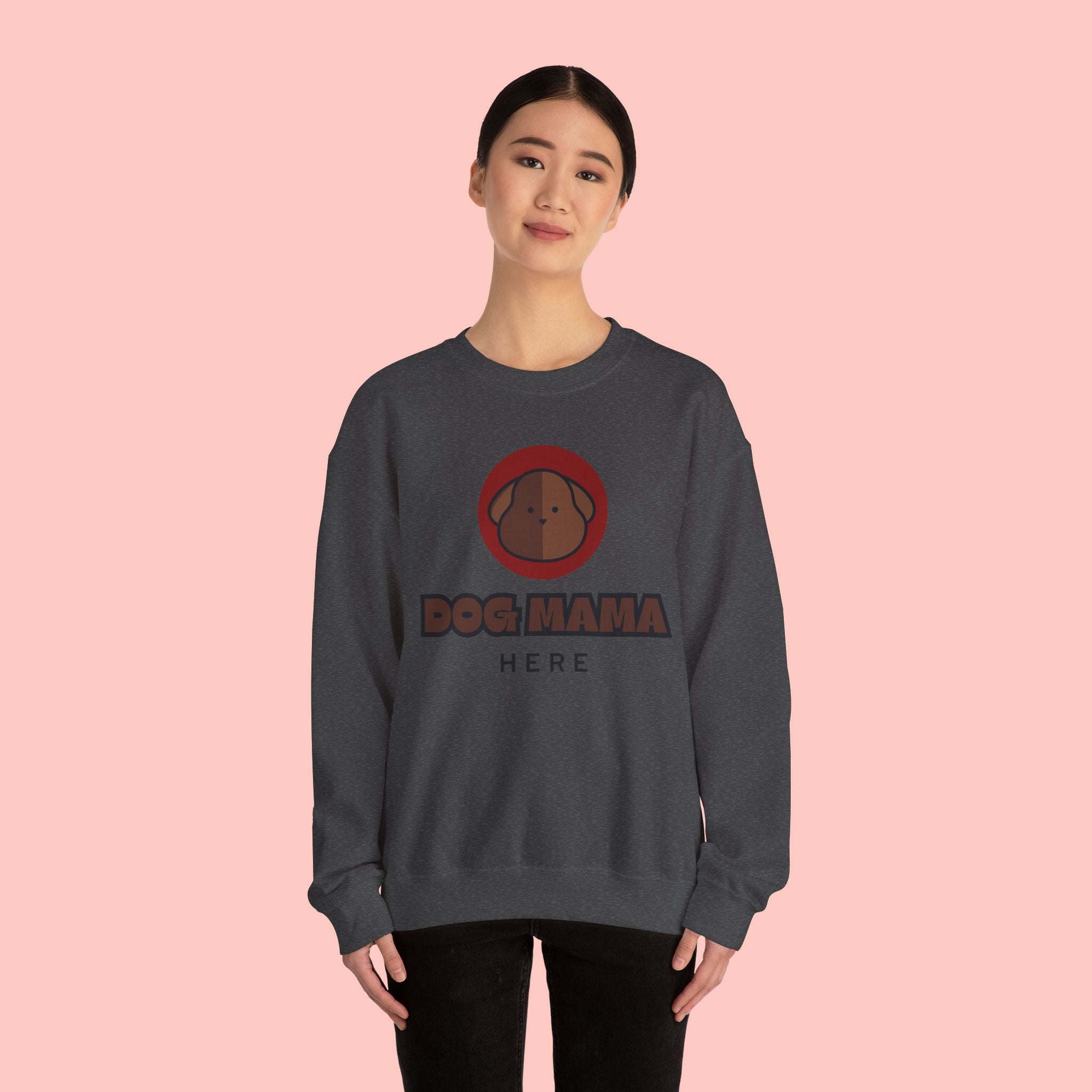 Dog Mama Crewneck Sweatshirt – Cute Brown Pup Graphic ‘Dog Mama’ Design