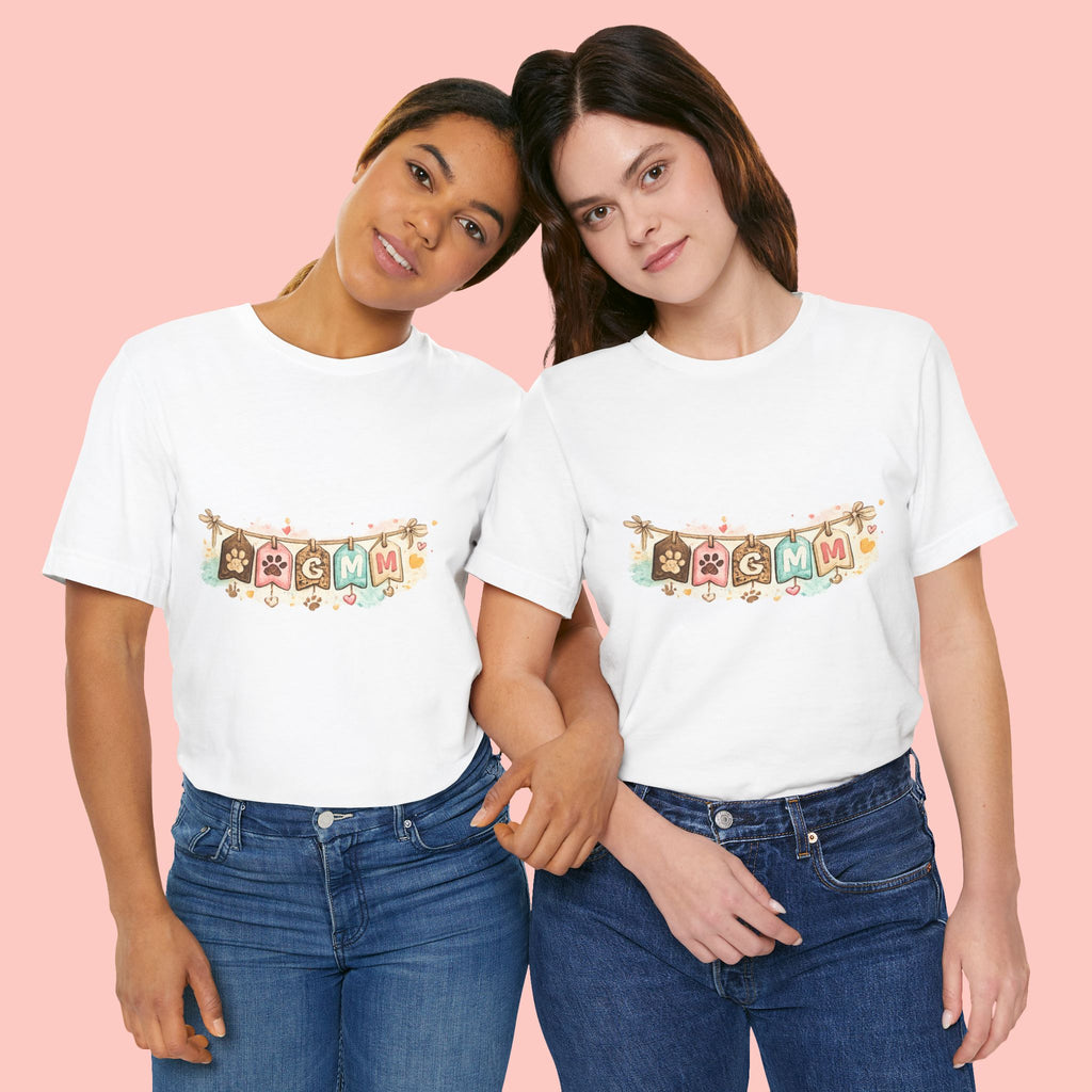 Pet Mom Banner Tee — Cute Paw Print "MOM" Graphic T-Shirt
