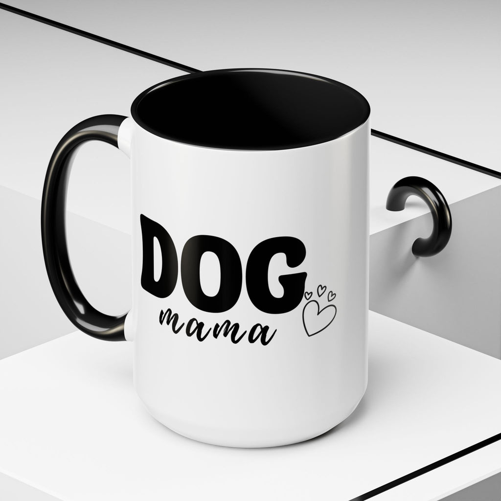 Dog Mama Accent Coffee Mug — Cute Black & White Pet Lover Gift (11/15oz)
