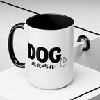 Dog Mama Accent Coffee Mug — Cute Black & White Pet Lover Gift (11/15oz)