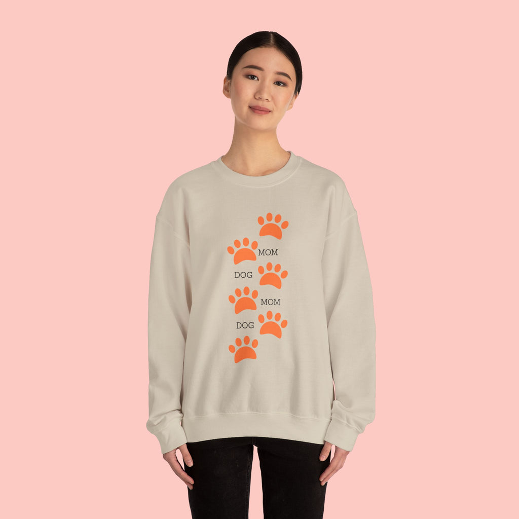 Dog Mom Paw Print Sweatshirt — Cute Pet Lover Crewneck