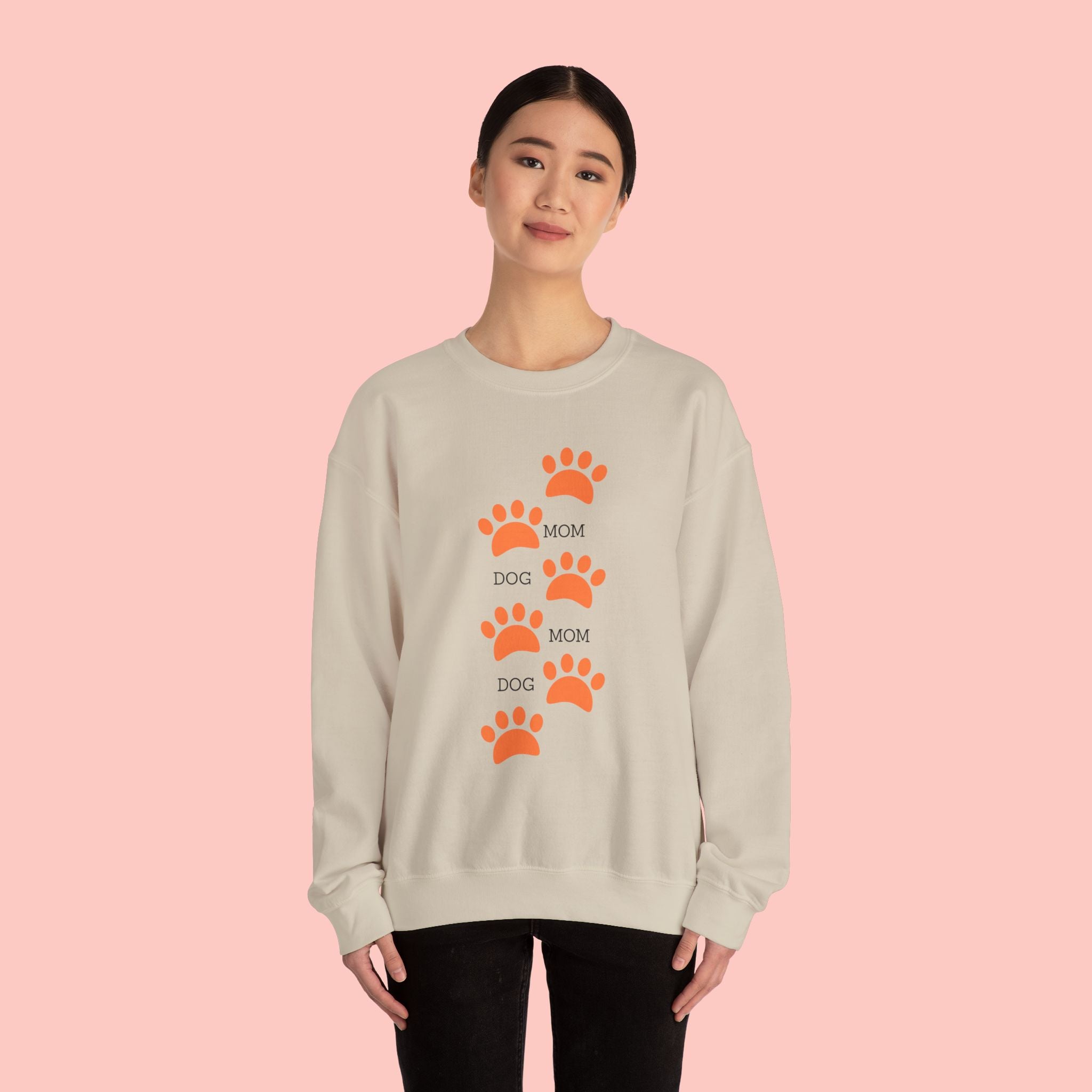 Dog Mom Paw Print Sweatshirt — Cute Pet Lover Crewneck