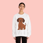 Cute Brown Puppy Sweatshirt — Cartoon Dachshund Crewneck for Dog Lovers