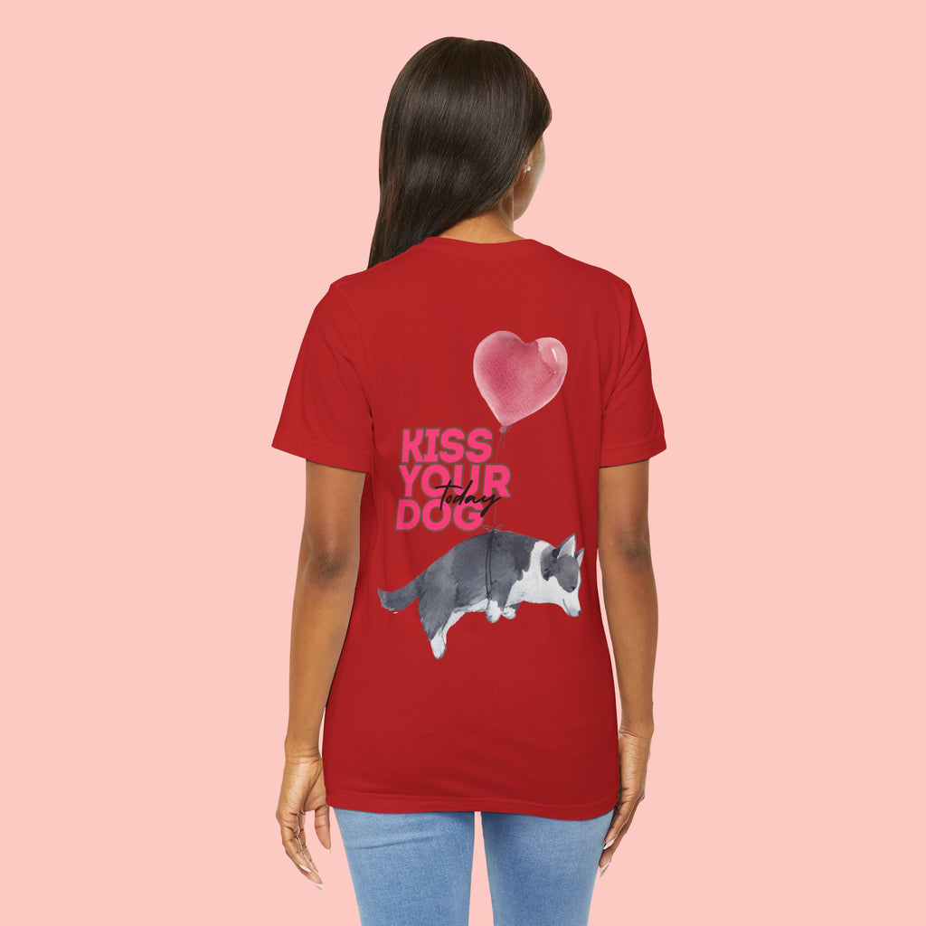 Kiss Your Dog Tee — Corgi Heart Balloon Graphic T-Shirt