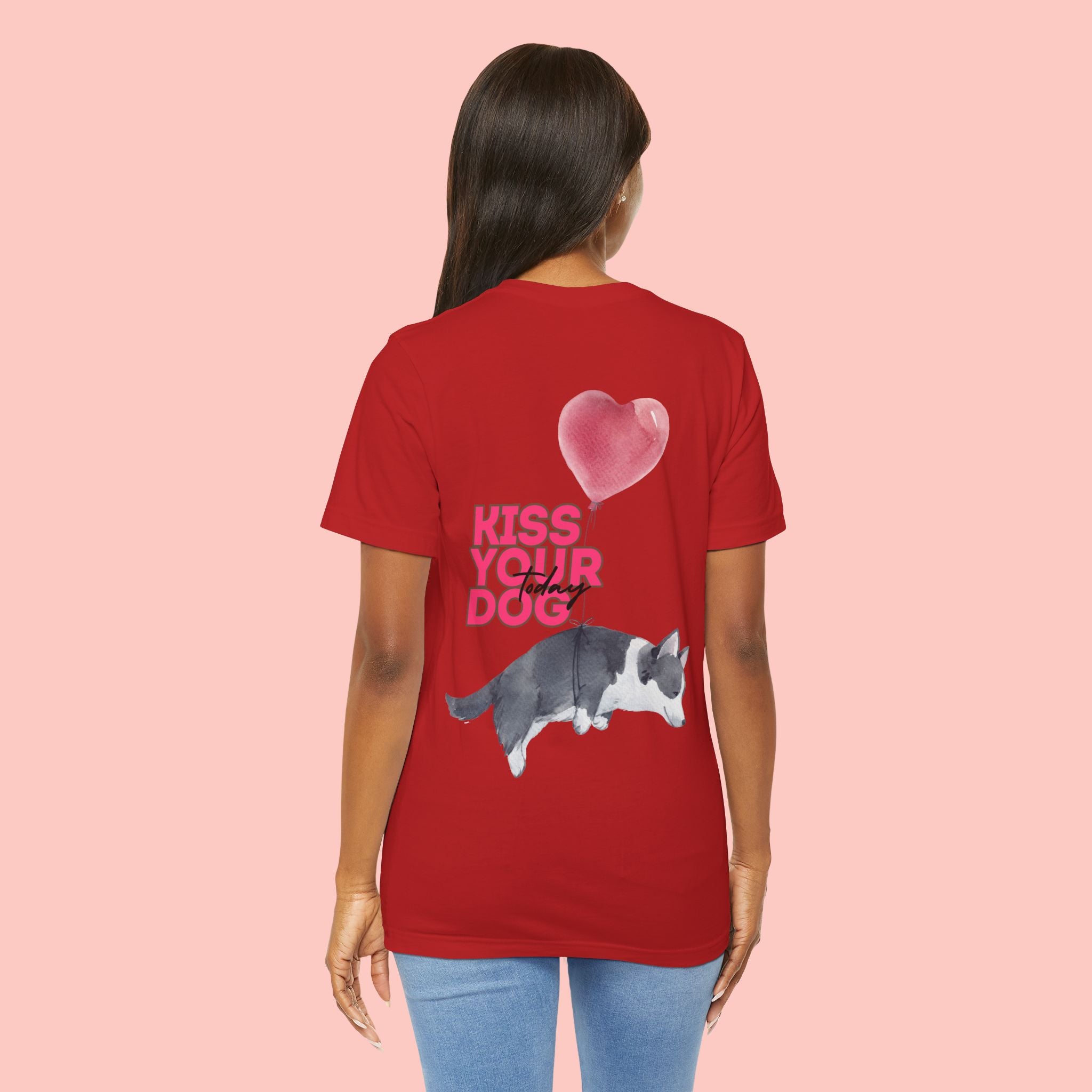 Kiss Your Dog Tee — Corgi Heart Balloon Graphic T-Shirt