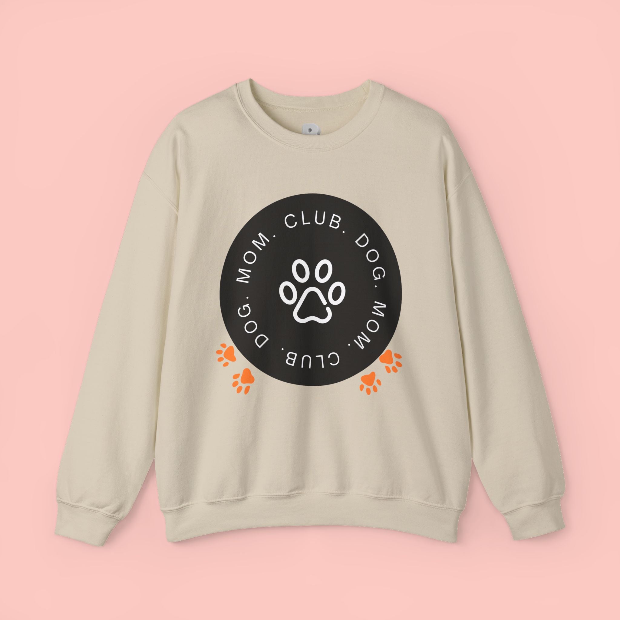 Dog Mom Club Crewneck Sweatshirt — Paw Print Graphic Pullover for Pet Moms