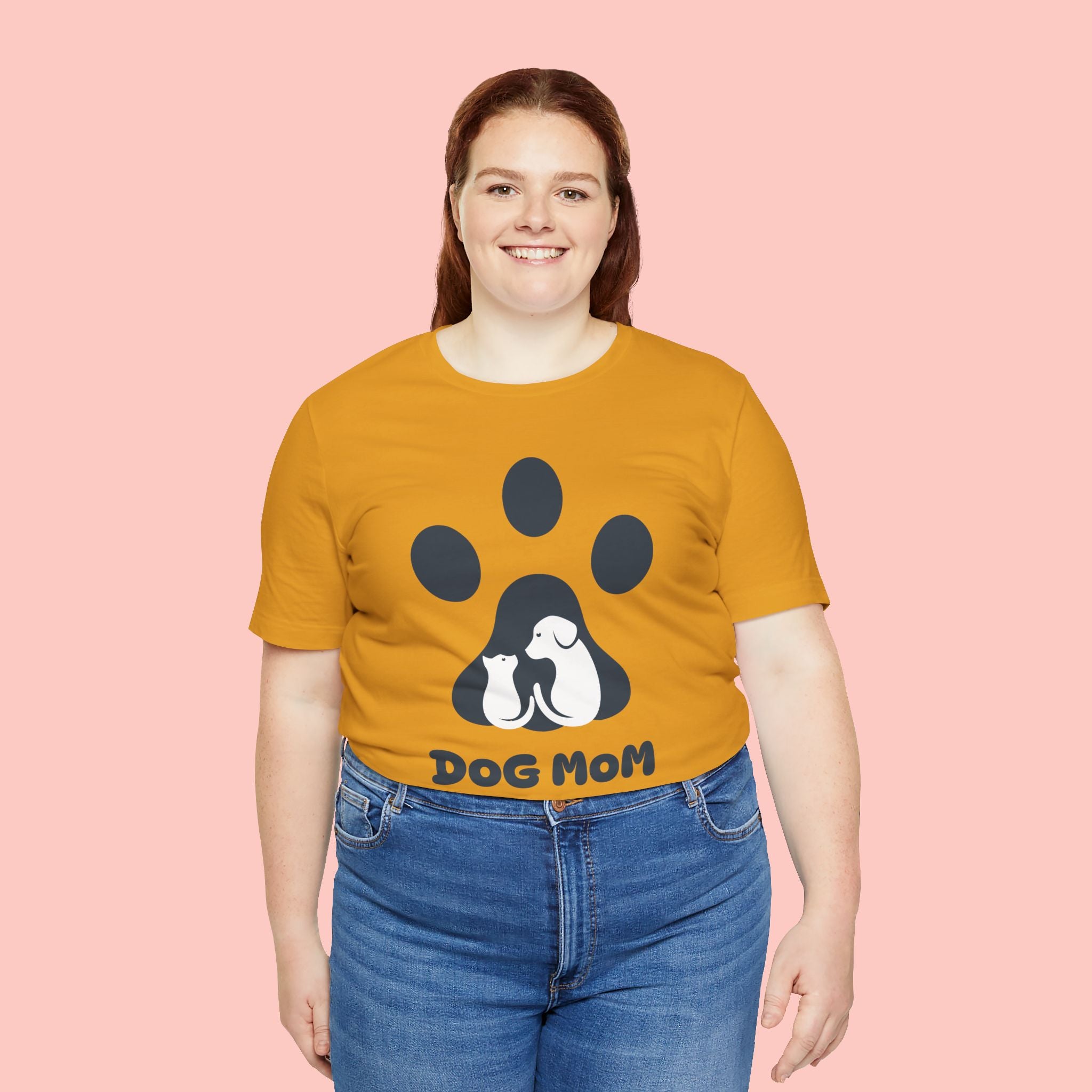 Dog Mom T‑Shirt — Paw Print with Dog & Puppy Graphic