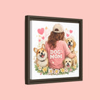 Dog Mom Canvas Print — Framed Matte Wall Art with Cute Dogs & Hearts
