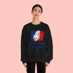 Crewneck Sweatshirt - "Love Your Dog Like Me" French Flag Puppy Graphic