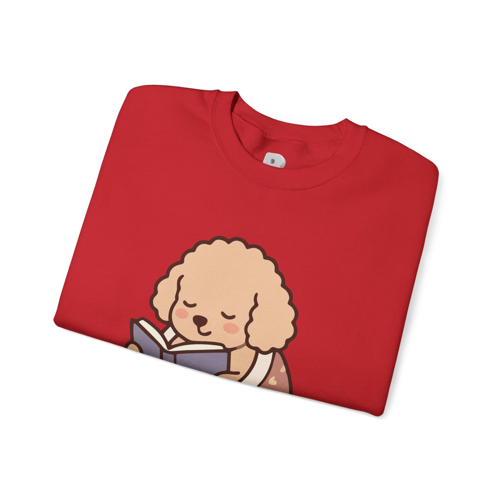Cozy Reading Puppy Sweatshirt — "Paw Prints On My Soul" Crewneck