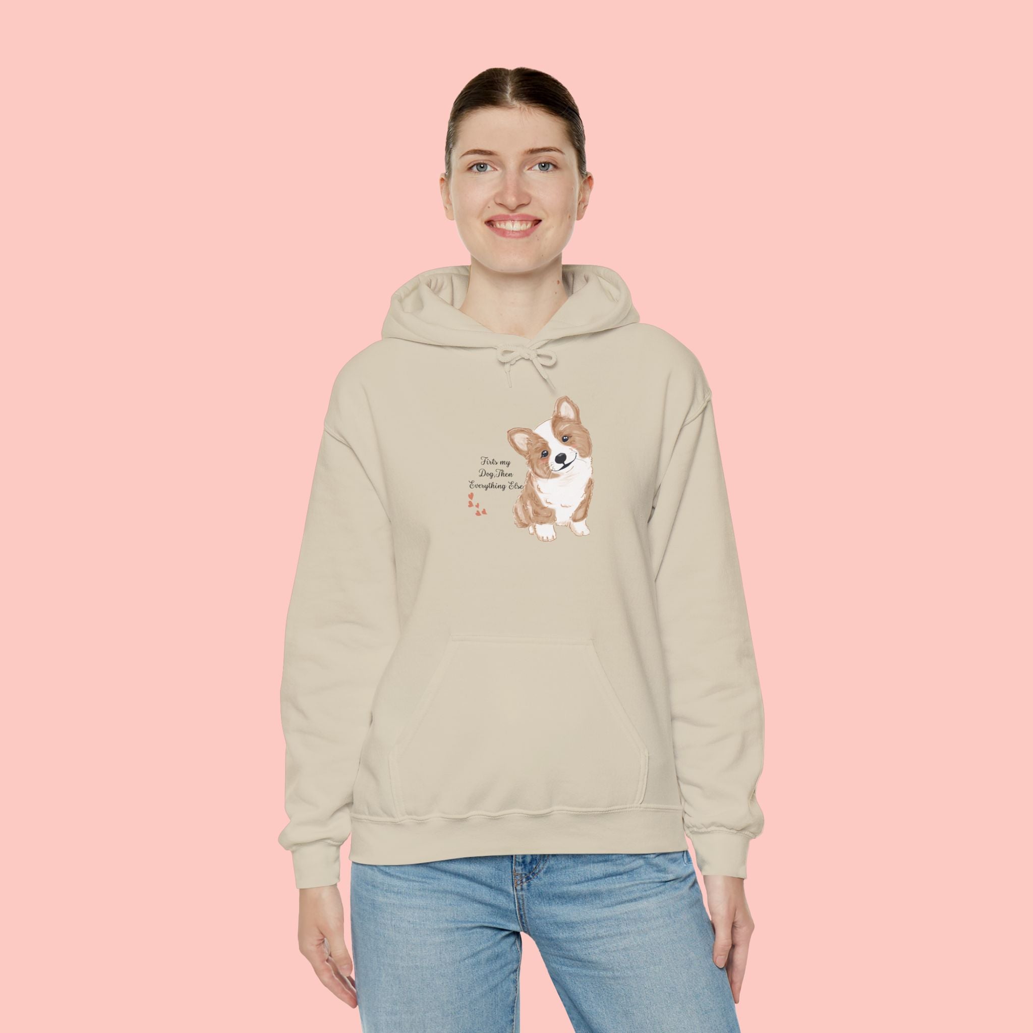 Corgi Love Hoodie — Cute Watercolor Pembroke Corgi Illustration with 'You're My Favorite' Text