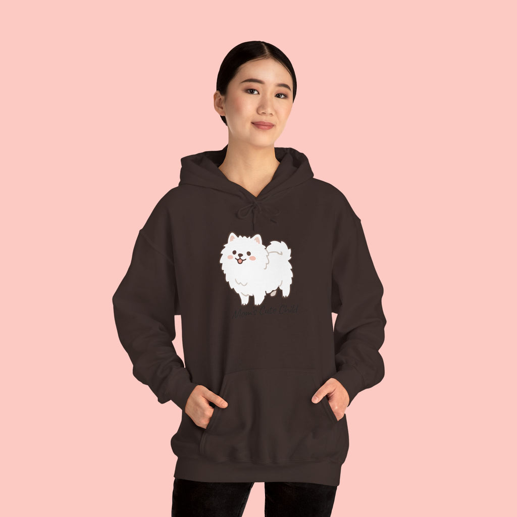 Pomeranian 'Mom's Little Child' Hoodie – Cute White Dog Graphic Pullover
