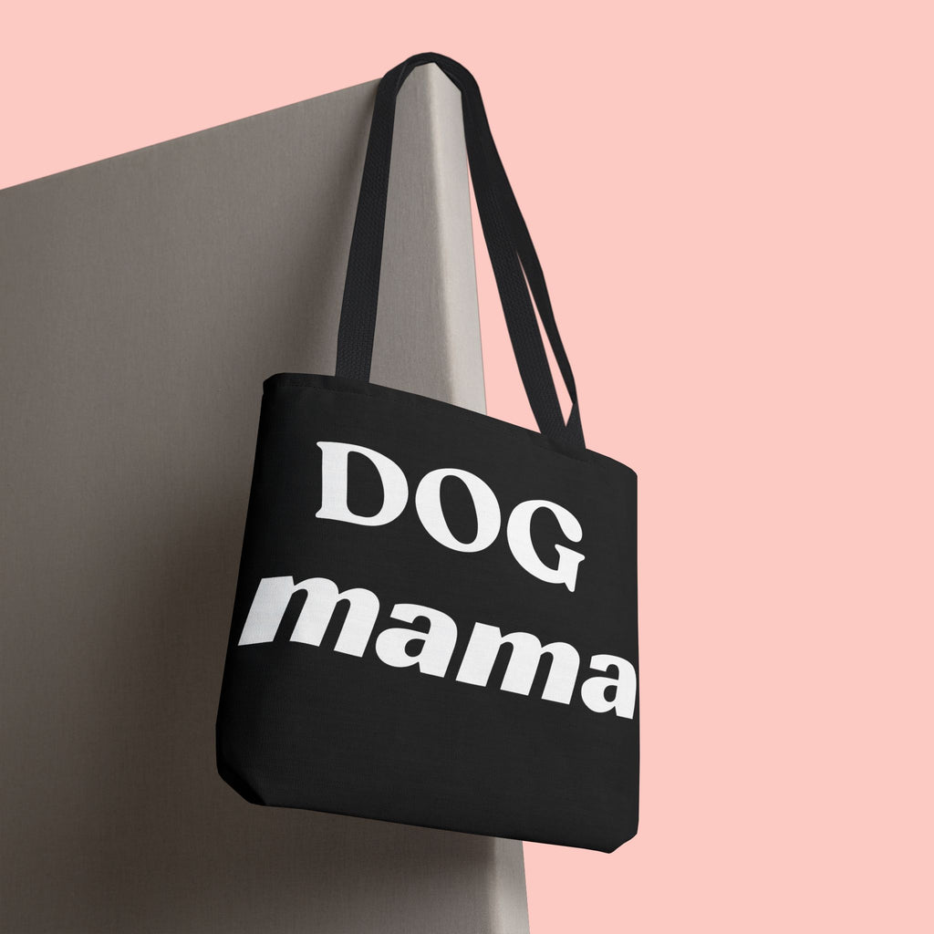 Dog Mama Tote Bag — Black Canvas Pet Lover Tote