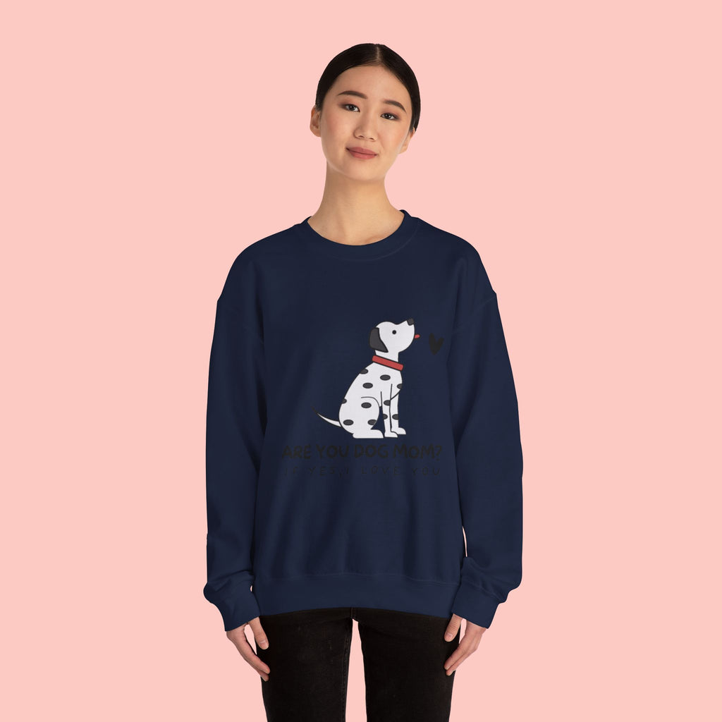 Are You Dog Mom? Cute Dalmatian Crewneck Sweatshirt for Dog Lovers