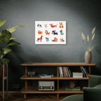 Holiday Dogs Canvas Wall Art — Cute Dachshund, Pug & Mixed Breeds in Winter Sweaters