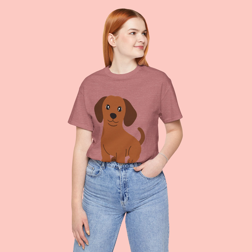 Dachshund Puppy Graphic T-Shirt — Cute Brown Dog Tee