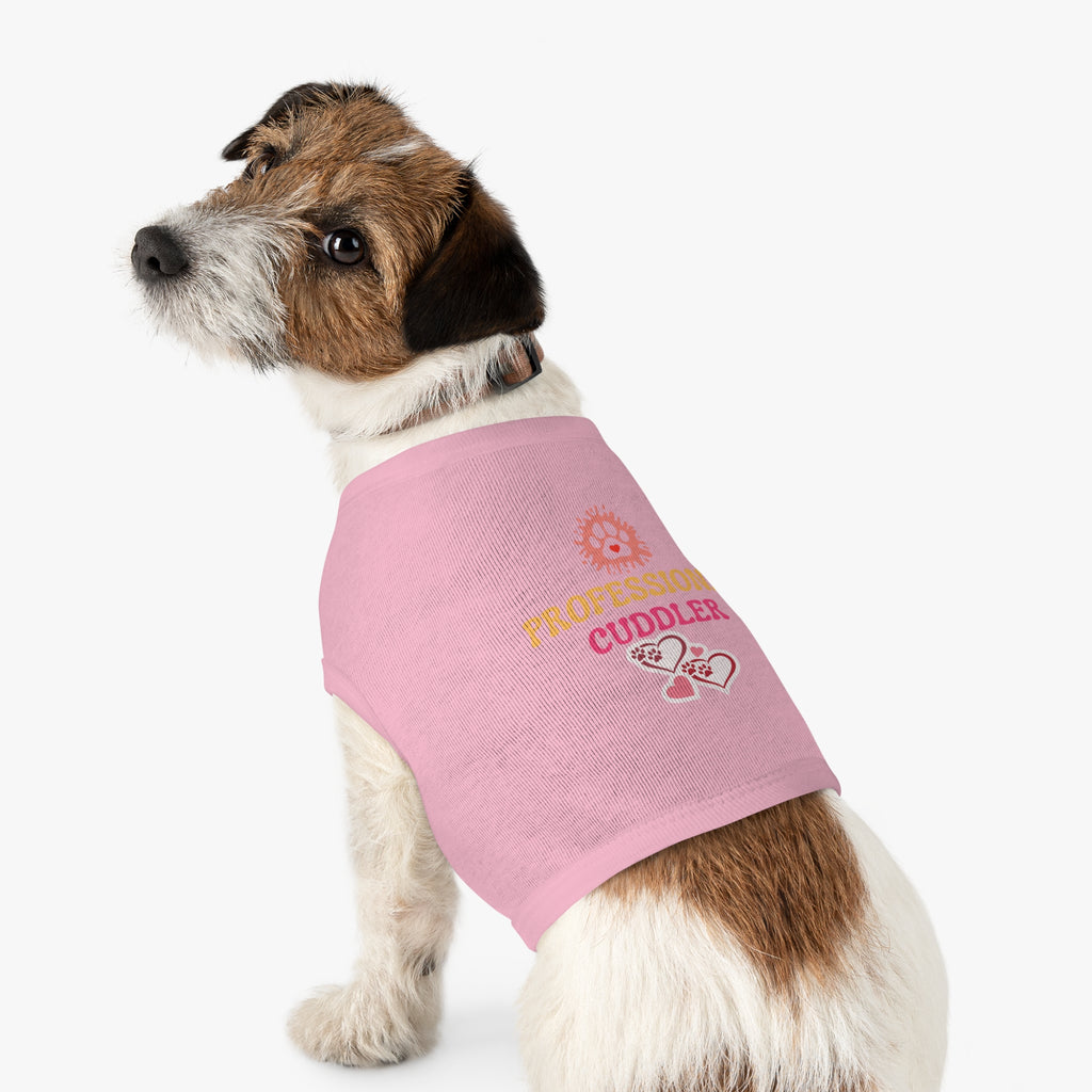 Professional Cuddler Pet Tank Top — Cute Paw Heart Dog & Cat Shirt for Small Pets