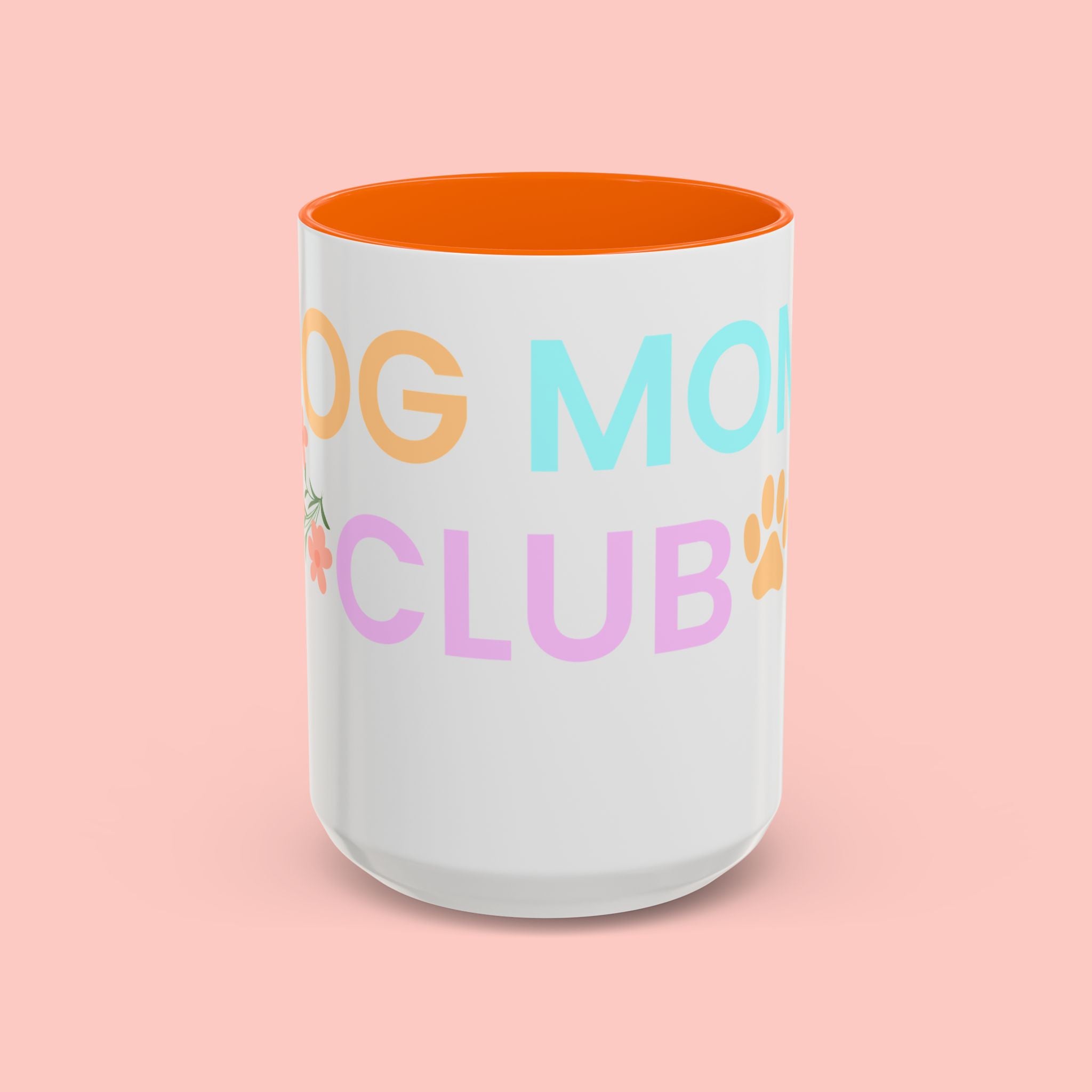 Dog Mom Club Accent Coffee Mug – Colorful Paw Print 11/15oz