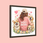 Dog Mom Canvas Print — Framed Matte Wall Art with Cute Dogs & Hearts