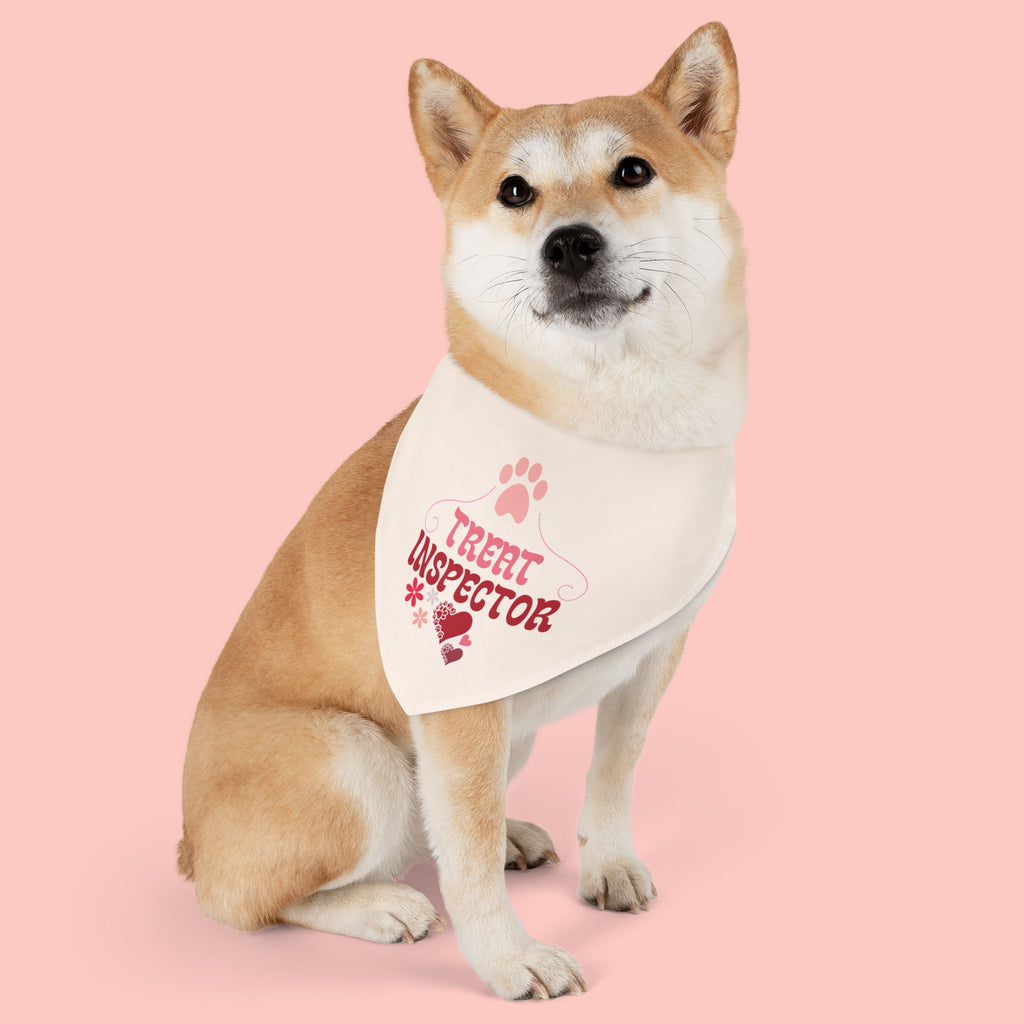 Pet Bandana Collar - "Treat Inspector" Paw Print Dog Bandana for Puppies & Small Dogs