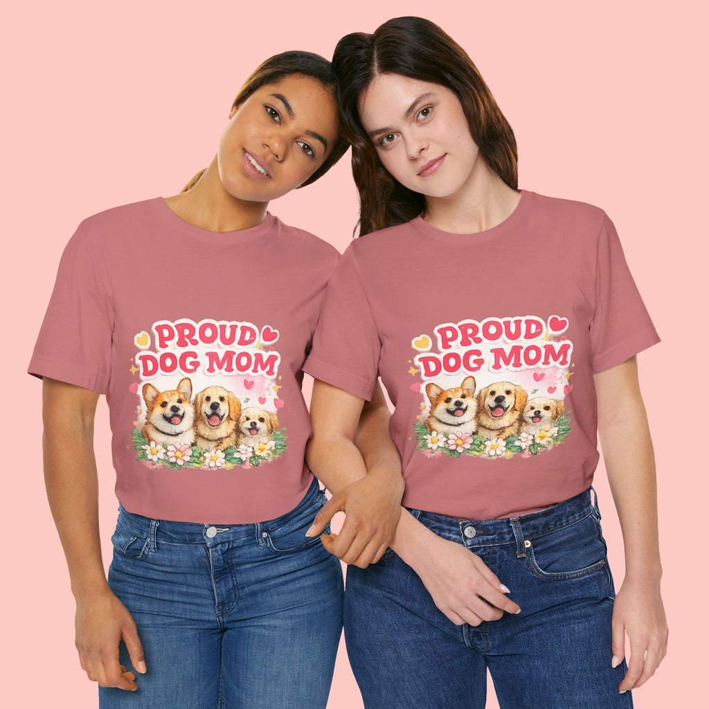 Proud Dog Mom T-Shirt — Cute Corgi & Golden Retriever Floral Tee for Pet Lovers