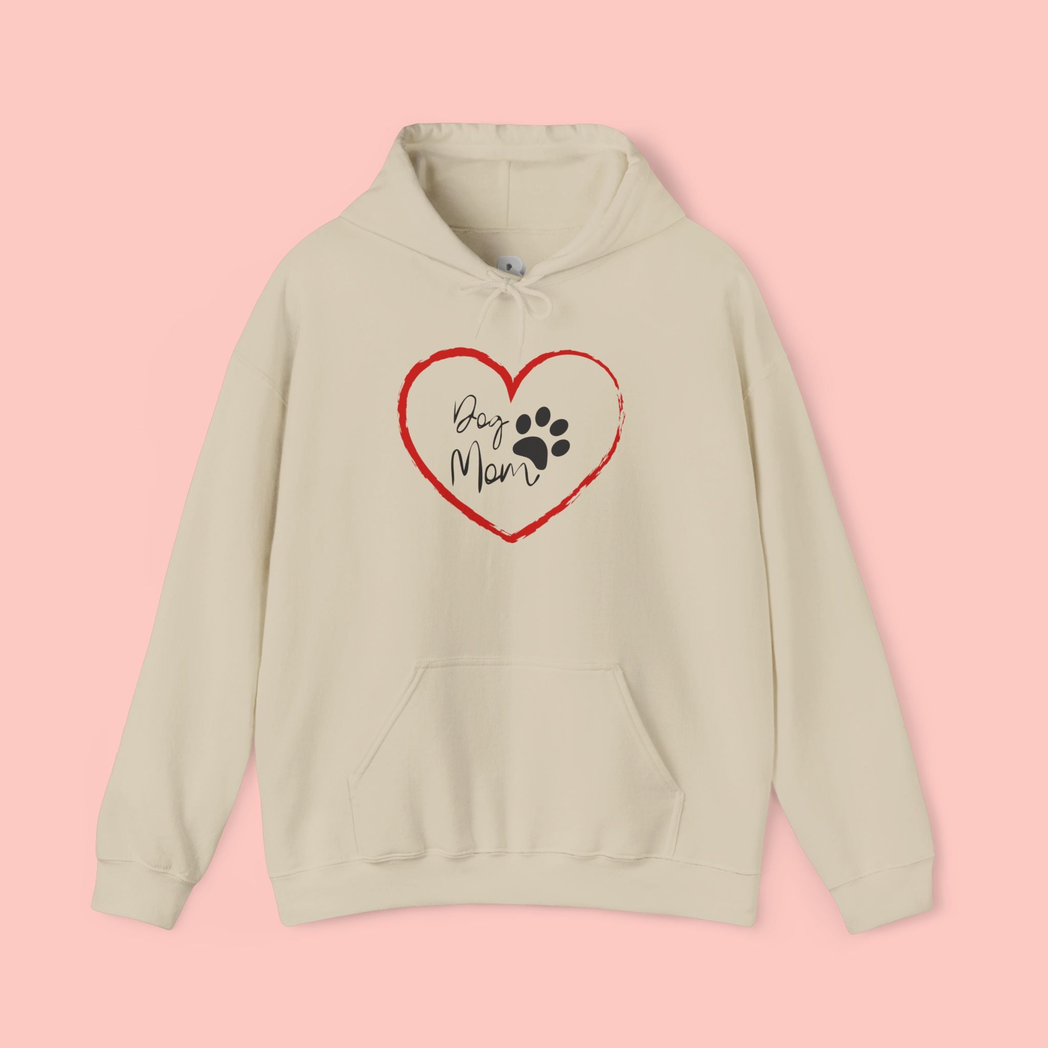 Dog Mom Hoodie — Heart Paw Print Pullover for Pet Lovers