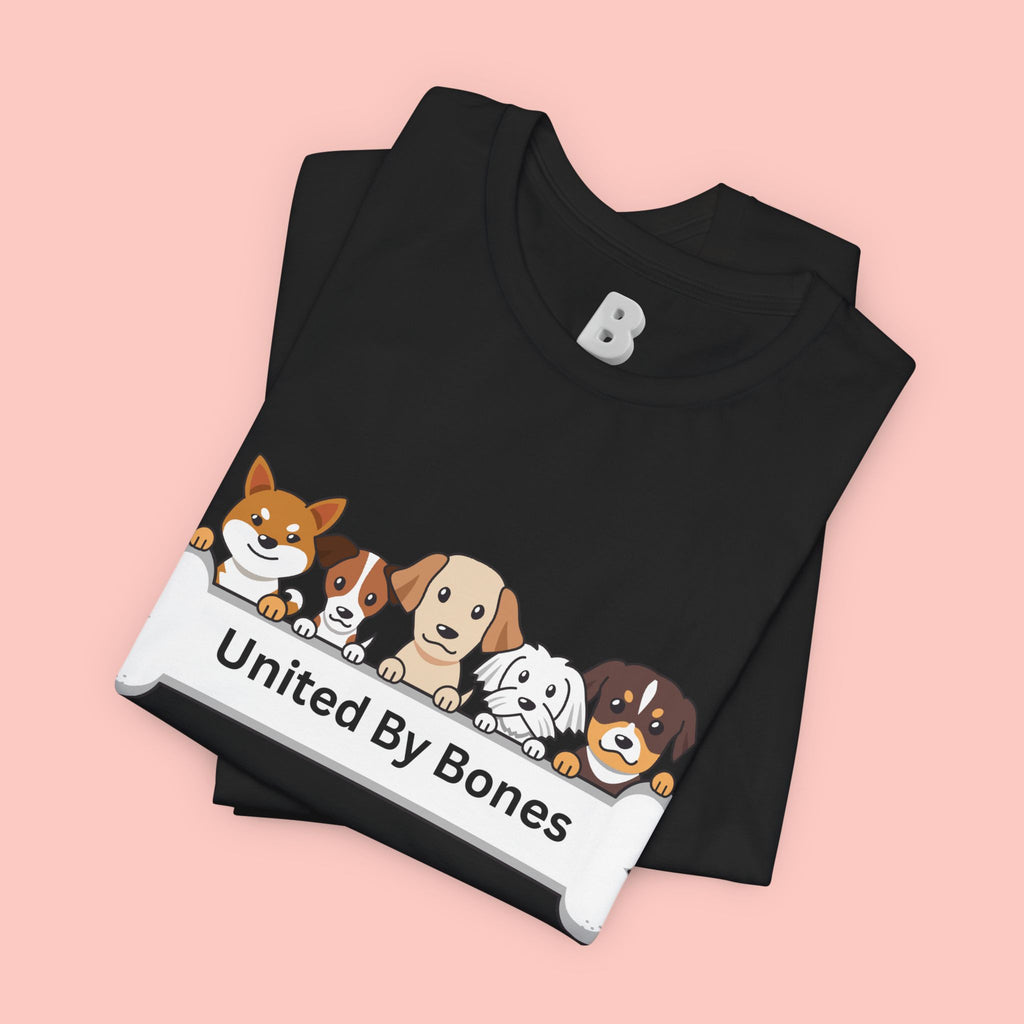 Dog Lover T‑Shirt — "United By Bones" Cute Cartoon Dogs Tee