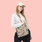 Dog Paw & Bone Pattern Tote Bag — 'Woof' All-Over Print Canvas Tote