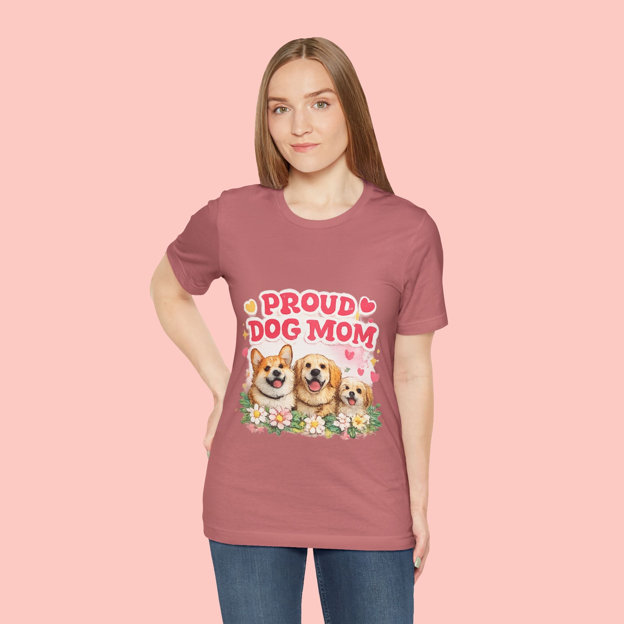 Proud Dog Mom T-Shirt — Cute Corgi & Golden Retriever Floral Tee for Pet Lovers