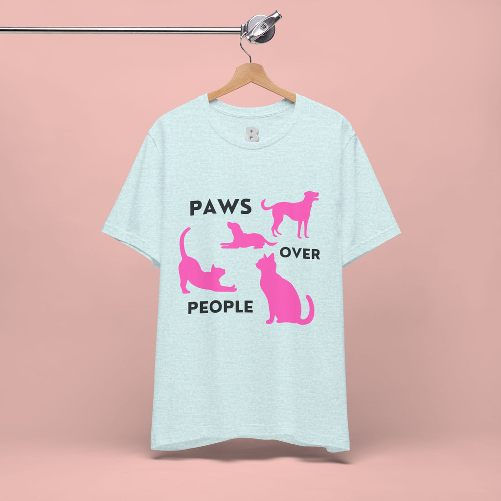 Paws Over People Tee — Pink Cats & Dogs Graphic T-Shirt