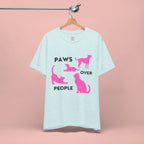 Paws Over People Tee — Pink Cats & Dogs Graphic T-Shirt