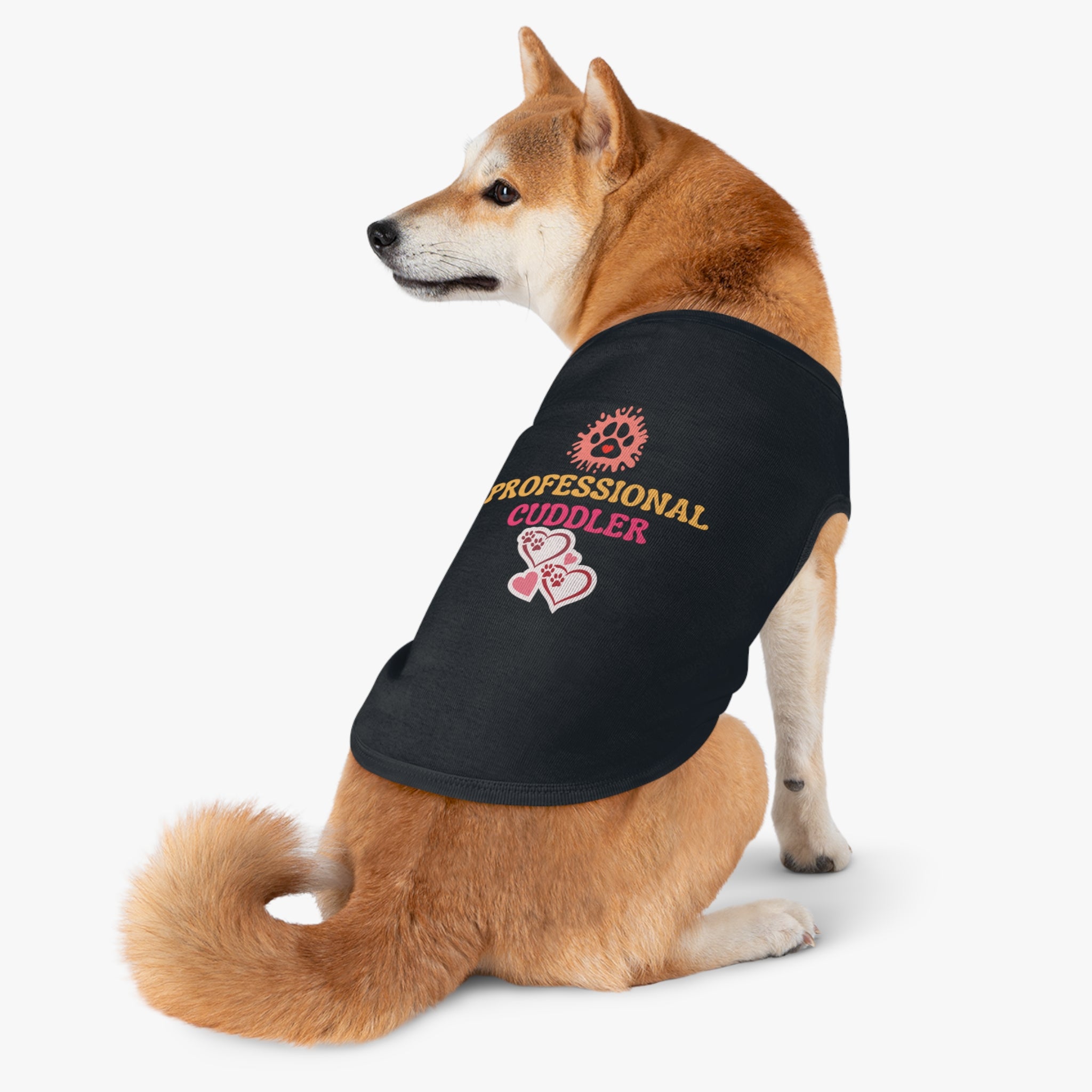 Professional Cuddler Pet Tank Top — Cute Paw Heart Dog & Cat Shirt for Small Pets