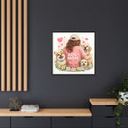 Dog Mom Canvas Print — Framed Matte Wall Art with Cute Dogs & Hearts