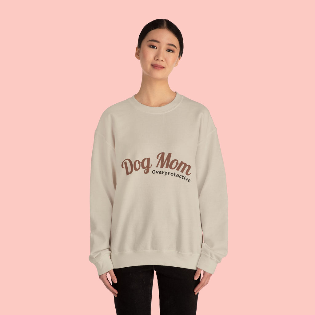 Dog Mom Crewneck Sweatshirt — "Overprotective" Cozy Pet Lover Pullover
