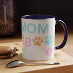 Dog Mom Club Accent Coffee Mug – Colorful Paw Print 11/15oz