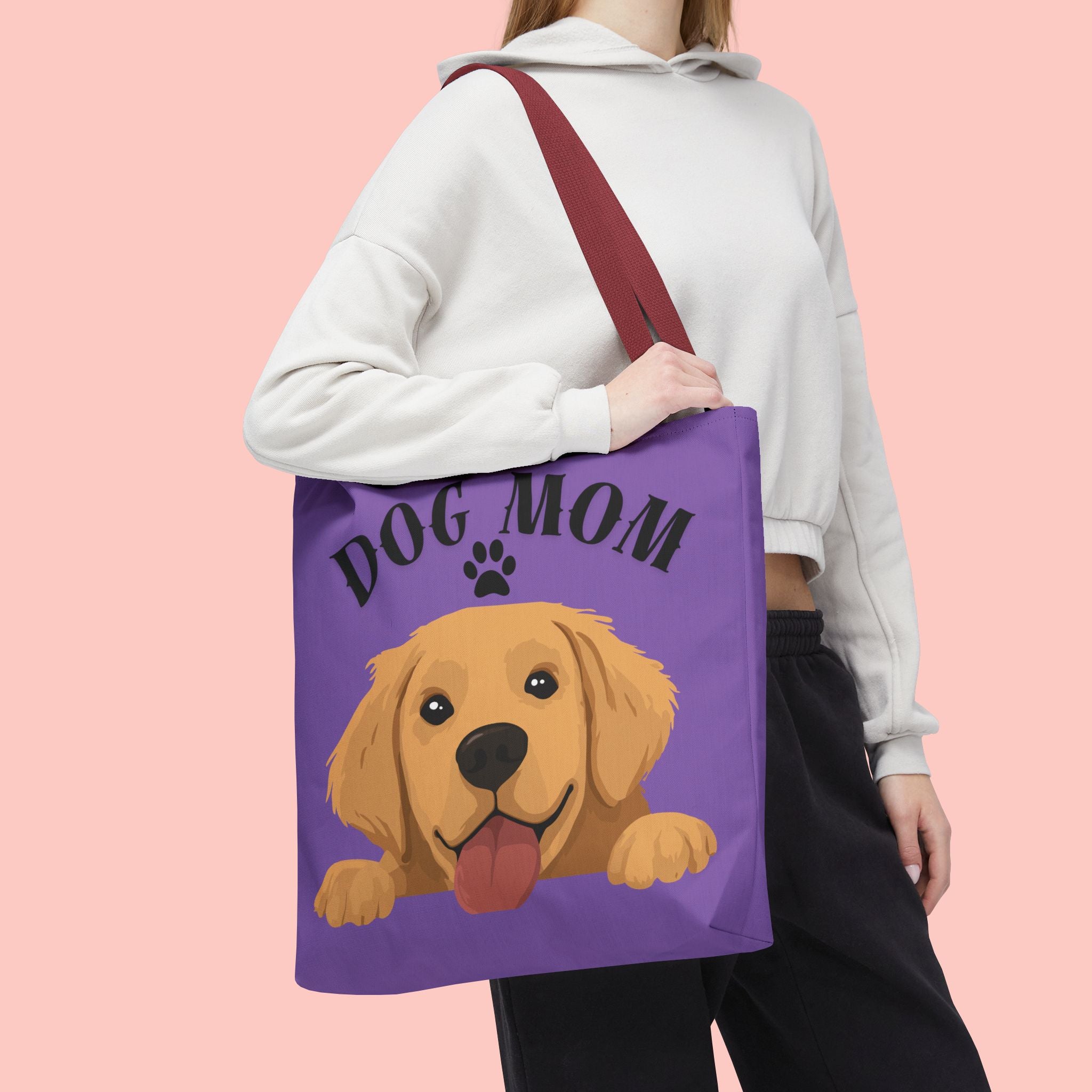 Dog Mom Tote Bag — Cute Golden Retriever Paw Print All-Over-Print Tote
