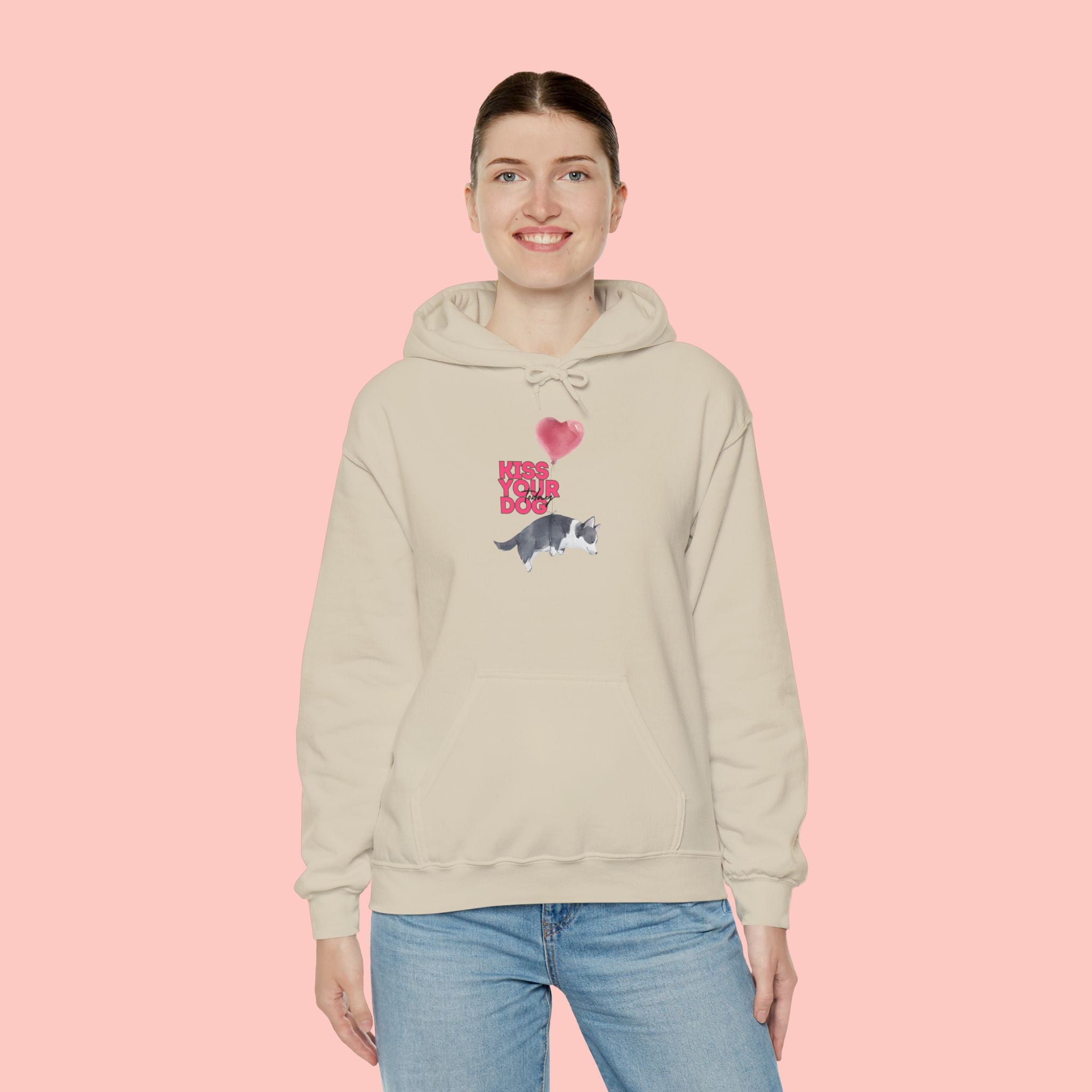 Kiss Your Dog Hoodie — Cute Heart & Dog Graphic Pullover