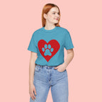 Pet Lover T-Shirt — Red Heart Paw Print Tee
