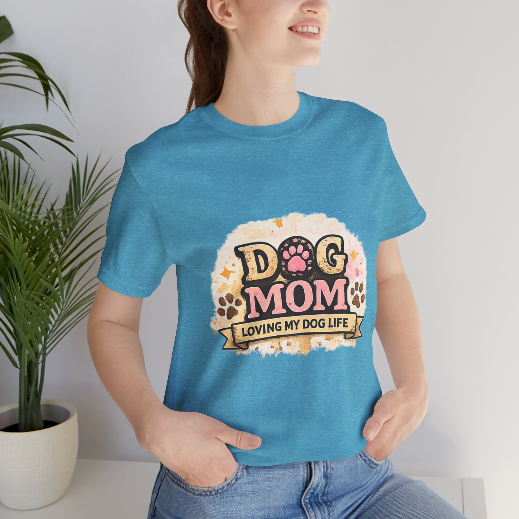 Dog Mom T-Shirt – "Loving My Dog Life" Cute Paw Print Tee for Pet Moms