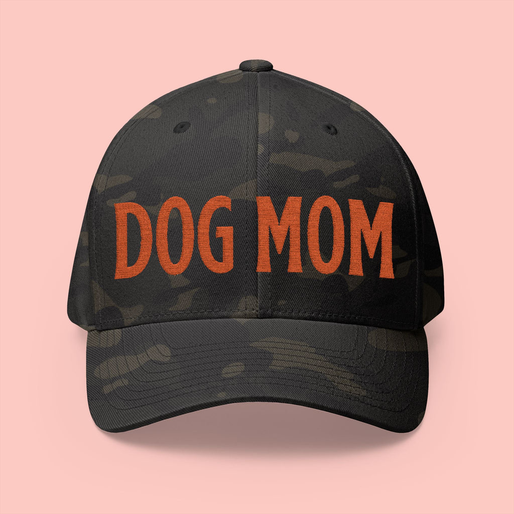 Dog Mom Embroidered Cap – White Structured Baseball Hat