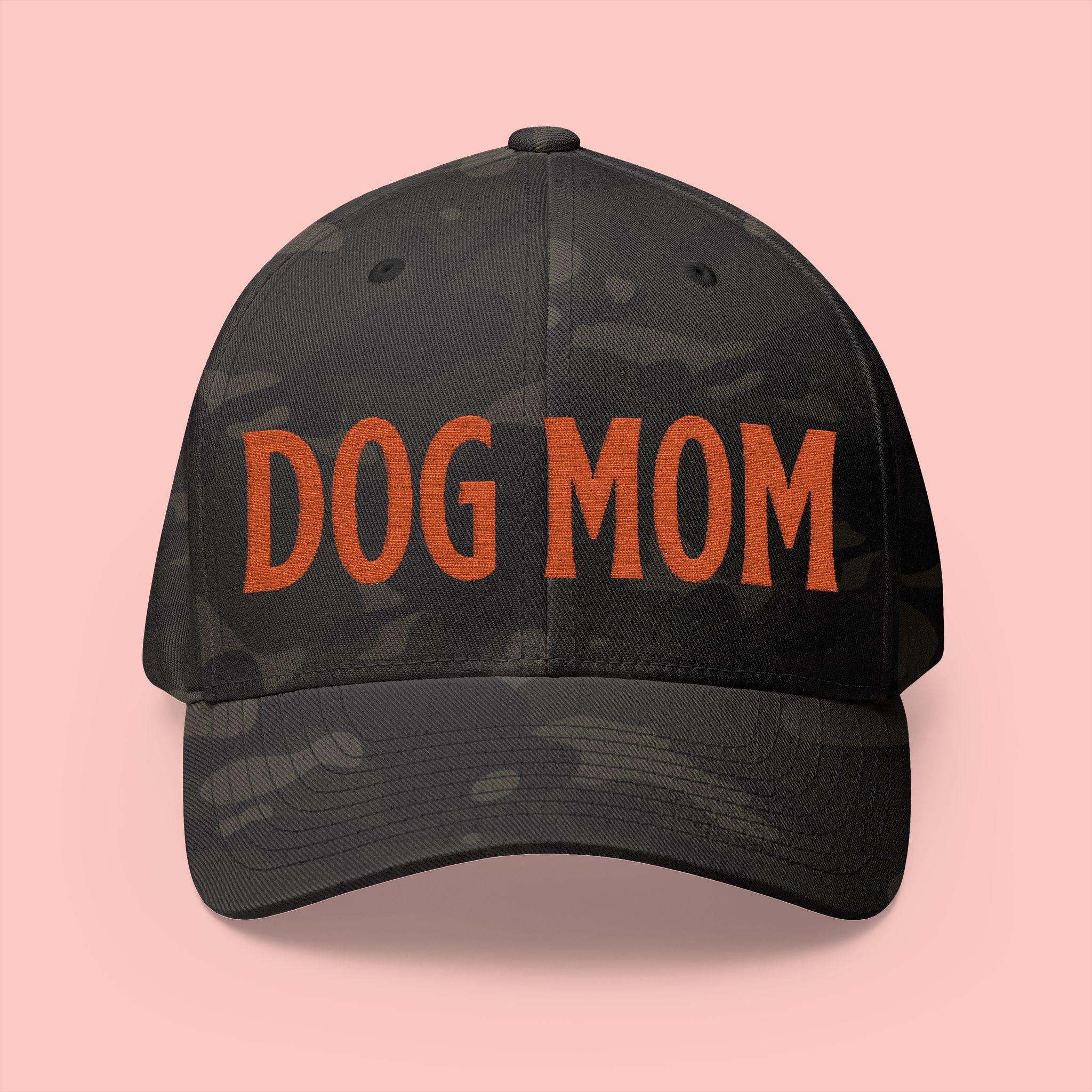 Dog Mom Embroidered Cap – White Structured Baseball Hat
