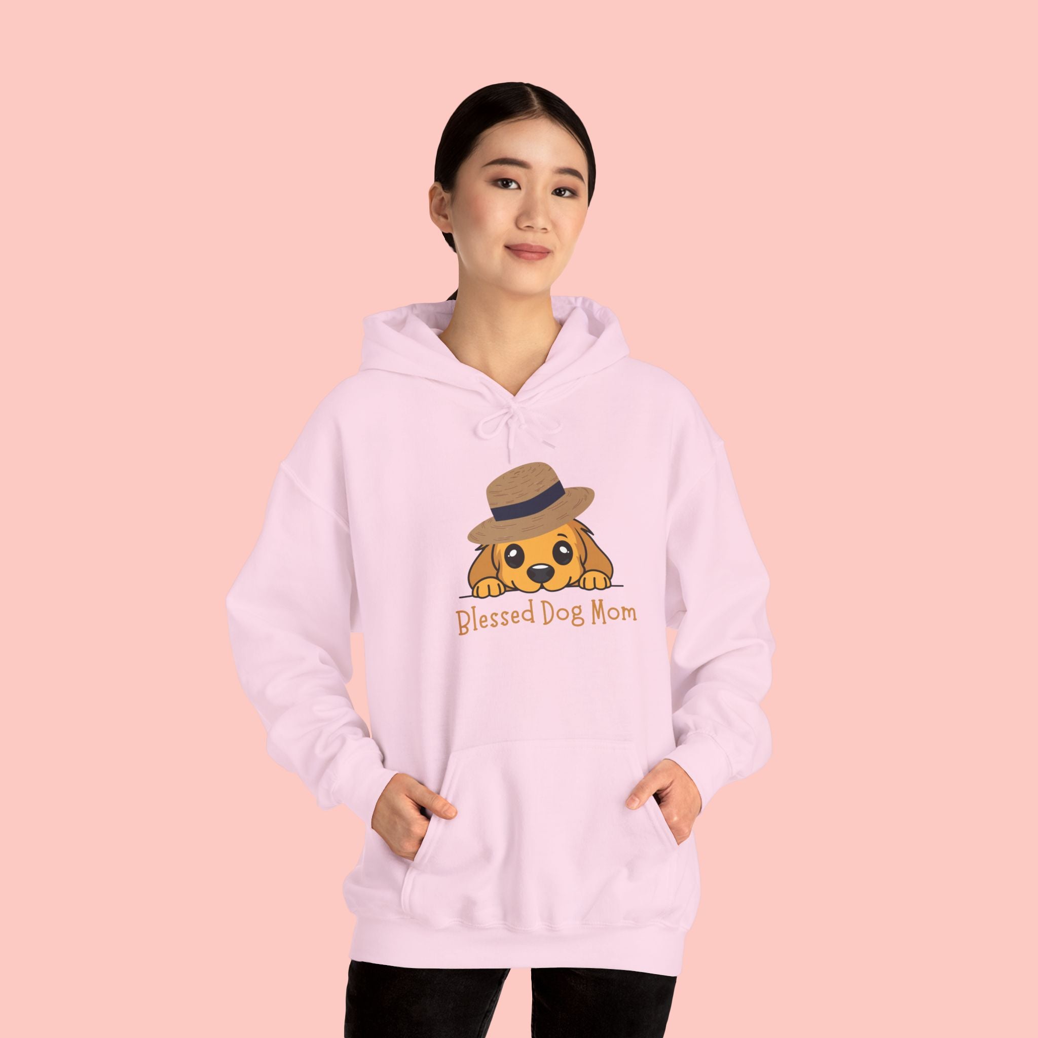 Dog Mom Hoodie - "Blessed Dog Mom" Cute Puppy Hat Sweatshirt