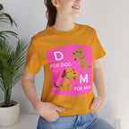 Dog Mom T-Shirt — Cute Pink "D for Dog, M for Mom" Graphic Tee