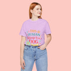 Dog Lover T-Shirt — "This Human Belongs to a Dog" Cute Paw Print Tee