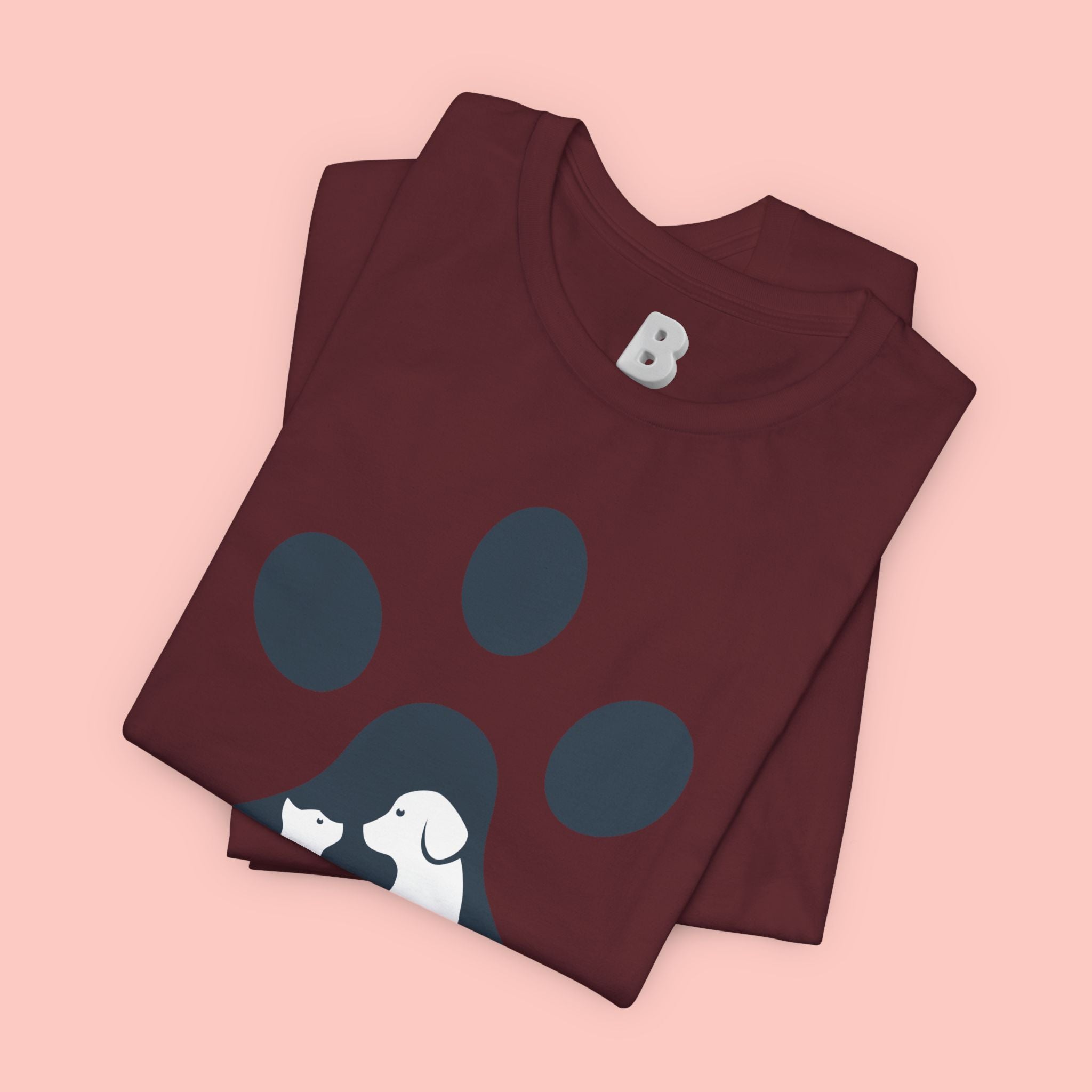 Dog Mom T‑Shirt — Paw Print with Dog & Puppy Graphic