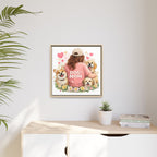 Dog Mom Canvas Print — Framed Matte Wall Art with Cute Dogs & Hearts